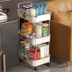 奶油風小推車置物架客廳廚房理髮店多層可移動落地化妝品收納架子