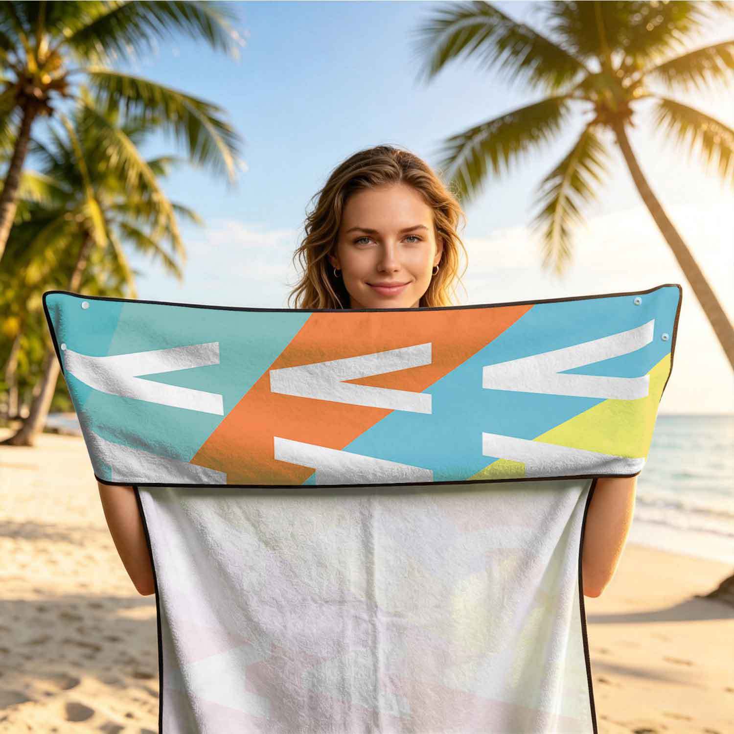 Printed bath towel and car seat cover 2-in-1, ultra-fine fiber outdoor beach and car dual-use universal seat cushion