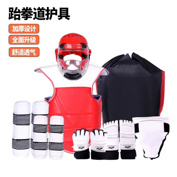 Wholesale Thickened and Lengthened Taekwondo Protective Gear, Universal Practical Five, Six, Seven, Eight-Piece Set for Competition and Training Taekwondo Protective Gear