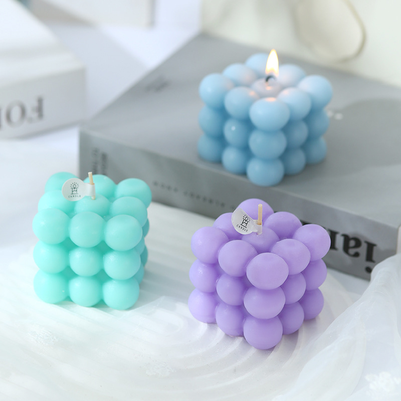 Cubo de Rubik aromaterapia vela forma cera macaron decoración regalo de cumpleaños regalo al por mayor cera de soja creativa