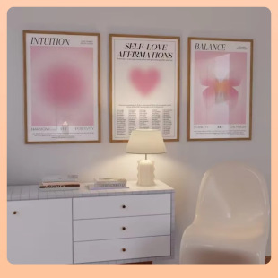 ✅ Pink Heart Halo Butterfly Inspirational Quotes Living Room Bedroom Decoration Hanging Painting Core Frameless Poster