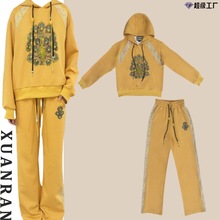 【VERNON COCO】Y30秋季连帽烫钻气质休闲显瘦套装设计感两件套女