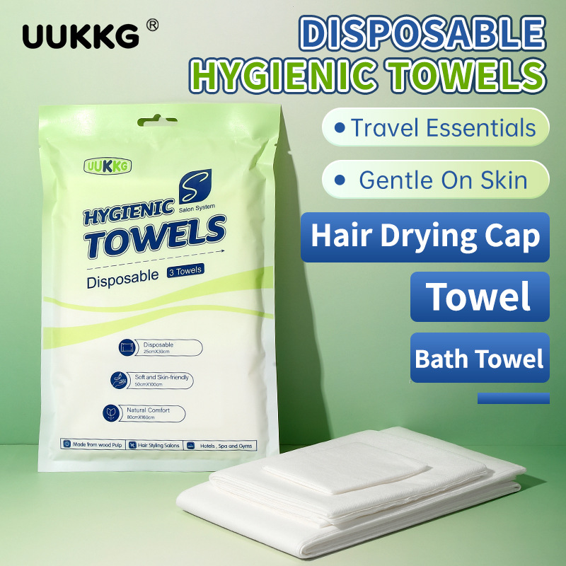 UUKKG viaje de negocios baño desechable 3 piezas toallas toallas de baño toallas secas para el cabello suministros de hotel exclusivos transfronterizos