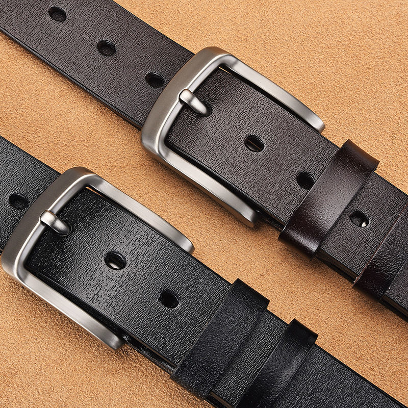 Men's Pin Buckle Leather Belt Business Casual Versatile Waistband Simple Fashion Cross-border Best Seller One-piece Dropshipping Custom Label