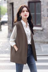 法式洋气西服马夹女士2025春季新款宽松西装V领马甲背心外穿上衣
