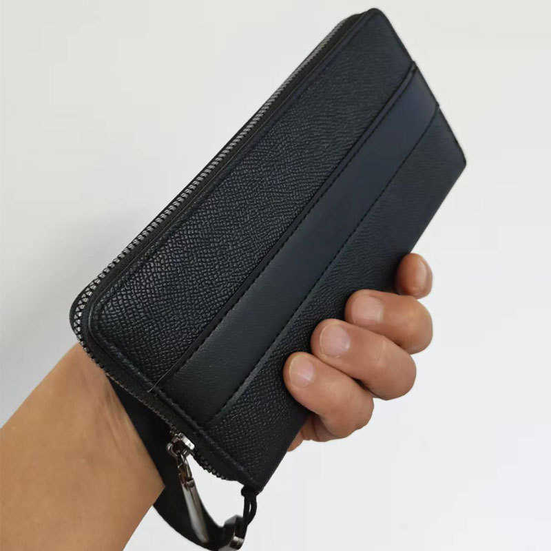 男士手拿包新款荔枝纹PU多卡位休闲长款钱夹多功能手机零钱男手包