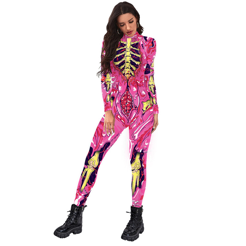2022ハロウィーン連体服セクシー3dデジタルプリント連体服長袖ガードルメーカー卸売り|undefined