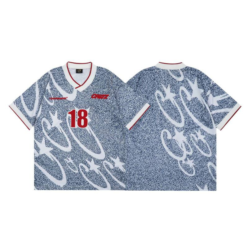国境を越えた貿易アマゾンチームユニフォームカジュアルVネックTシャツCorteiz Alcatrazバスケットボールユニフォームレタープリントストリート|undefined