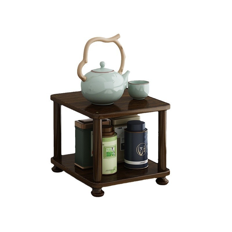 中国式のデスクトップの木の博古棚のお茶の葉の棚の小型の物置棚の装飾品はお茶の杯のティーポットを飾って棚を置きます。|undefined