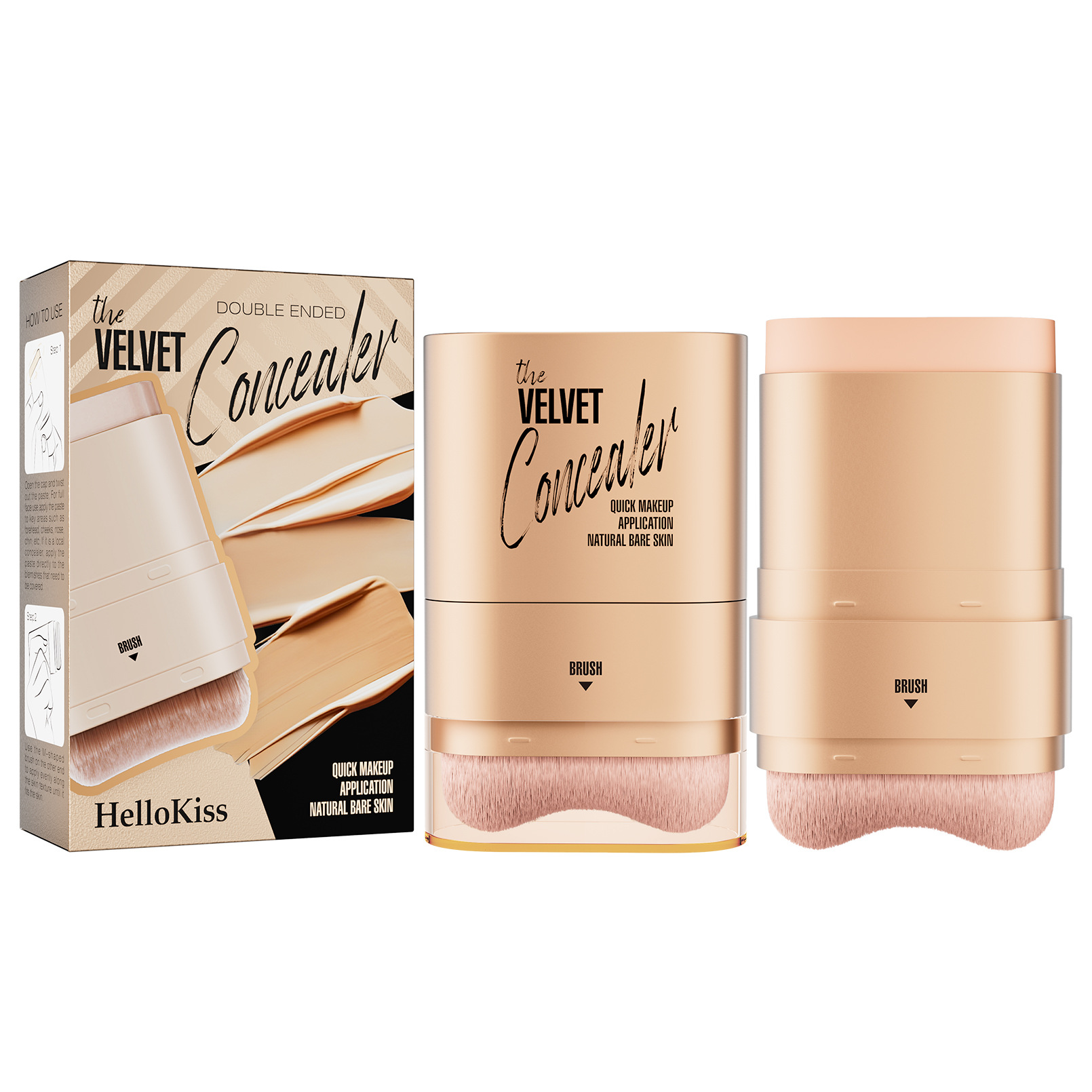 HelloKiss Eraser Concealer Stick – wasser- und schweißfest, deckt Aknenarben, Hautunreinheiten und Tattoos ab, doppelseitiger Concealer_voghion.com
