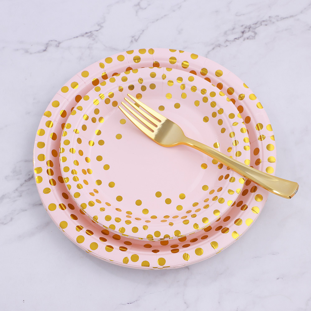 9inch 핑크 종이 접시 1개