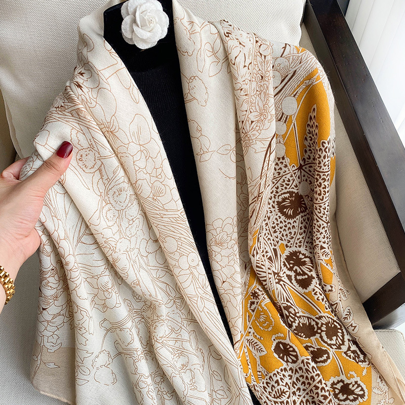 Women's Versatile Summer Sunscreen Scarf Printed Cotton Linen Shawl_voghion.com