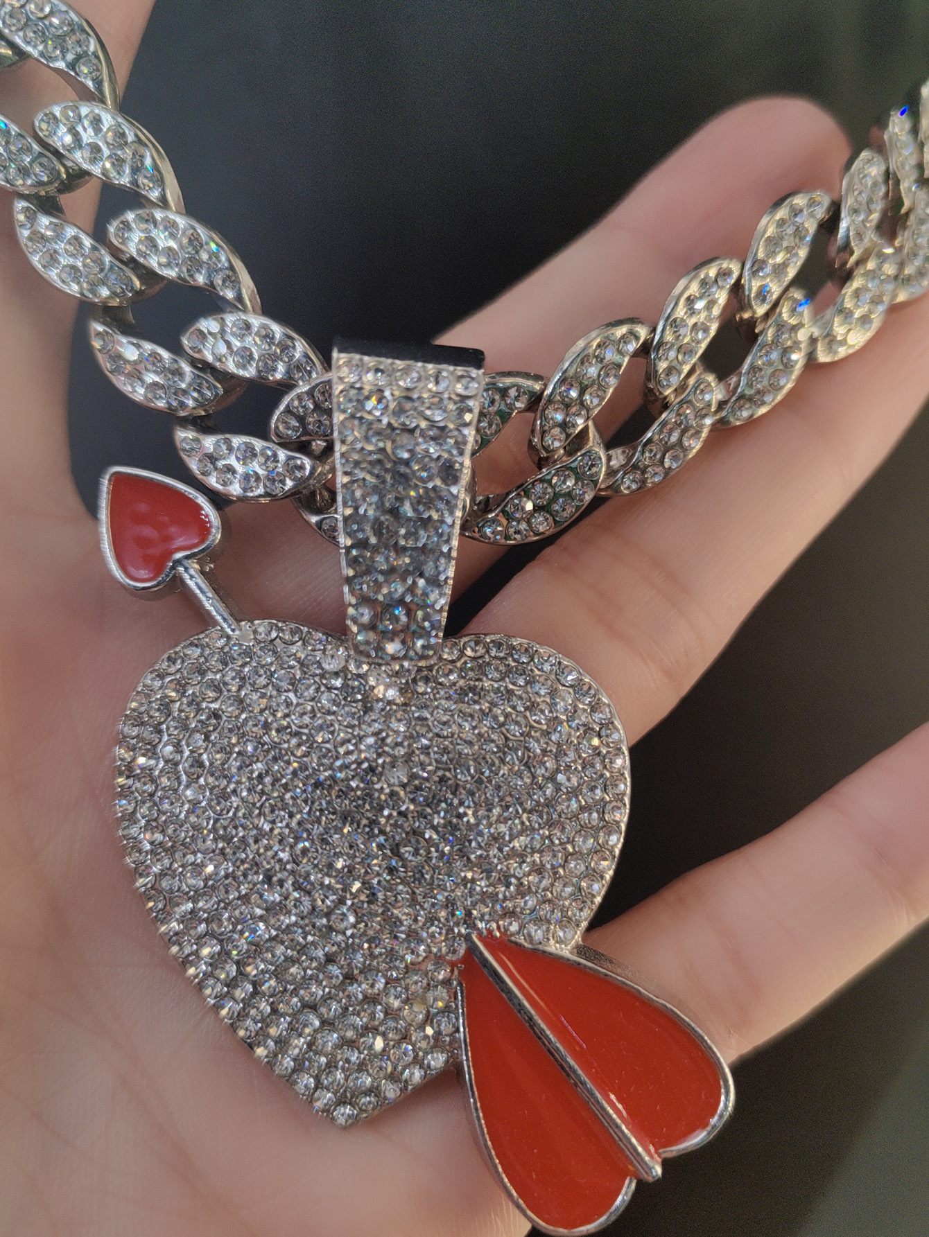 Joyería Simple Una Flecha Corazón Piercing Colgante Collar Decoración Aceite Amor Hip Hop Irregular Versátil Cadena Cubana_voghion.com