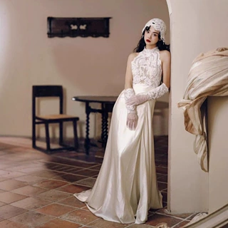 外贸欧美婚纱敬酒服新娘订婚宴会轻奢小众出阁新中式晚礼服裙成人