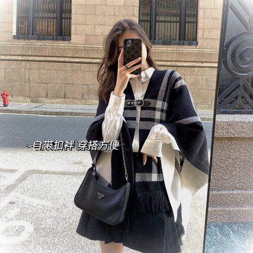Two-sided Sauce [Double-Sided Shawl] Xiaoyu Double-sided Shawl for Women Spring and Autumn Outerwear Cape Coat Knitted Live Broadcast Shawl