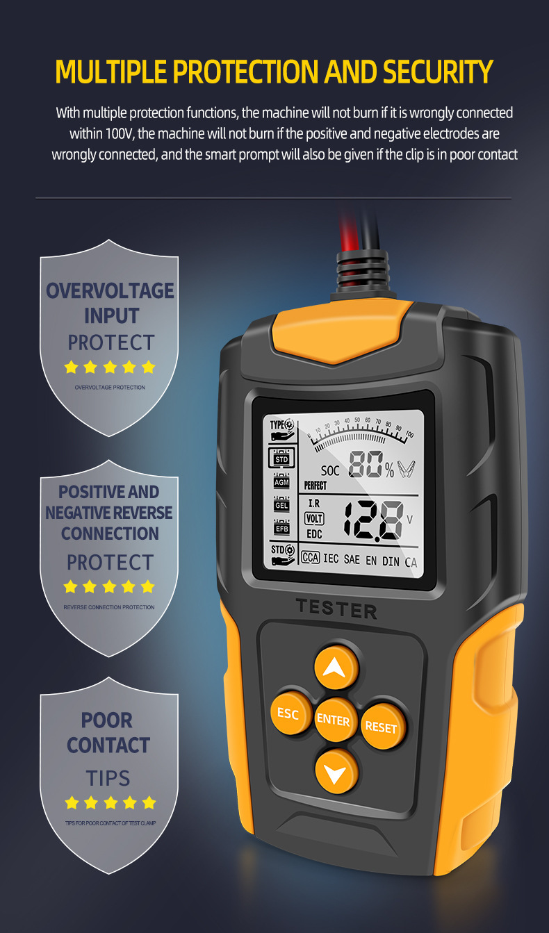 New Household Car Battery Tester with Digital Display Parameters 12V/24V Car Battery Internal Resistance Tester