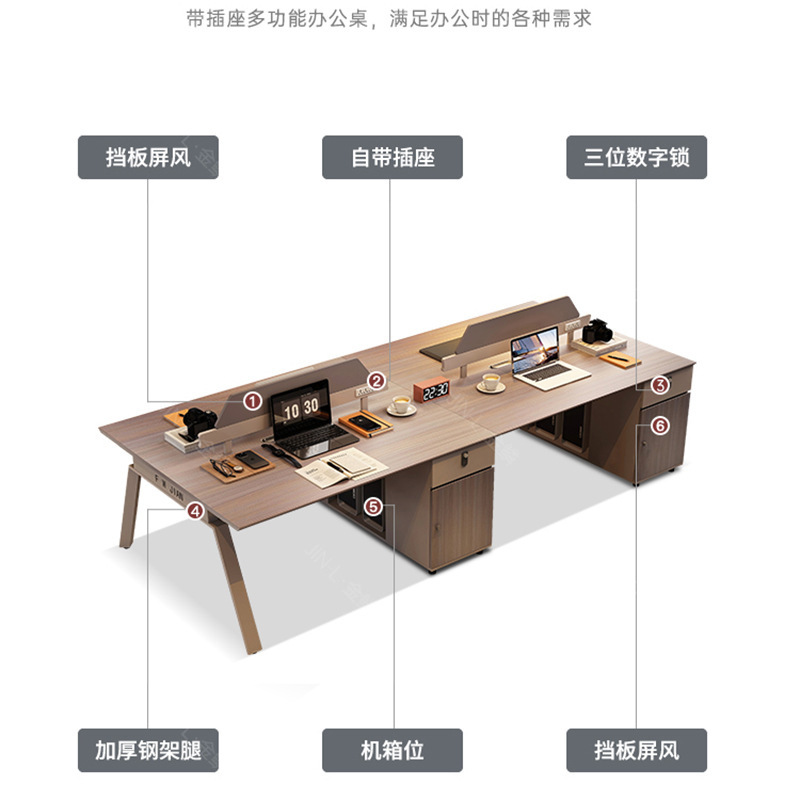 スタッフデスク、スタッフステーション、シンプルモダンな2人掛けファイナンスカードホルダー、オフィス家具、テーブルと椅子の組み合わせ|undefined
