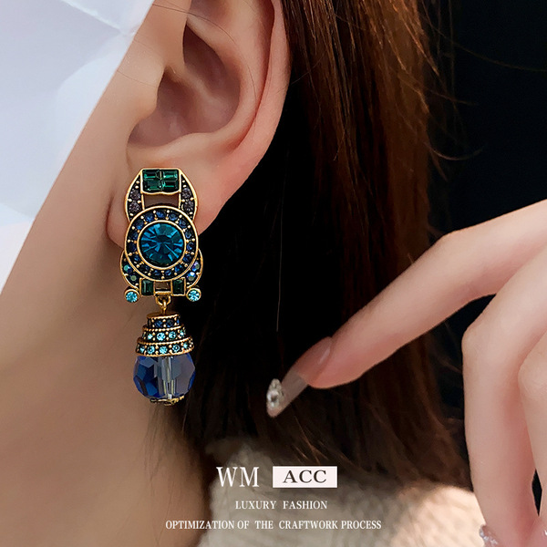 Retro blue ear clips