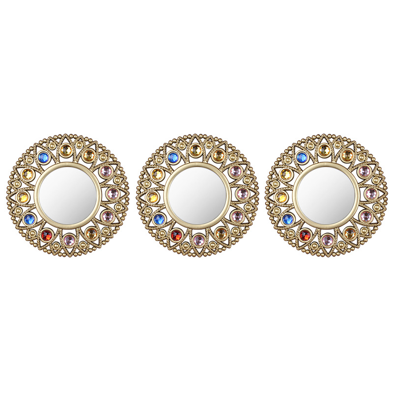 Espejo decorativo moderno anticuado de plástico, marco hueco tridimensional, espejo de pared retro para hogar/sala