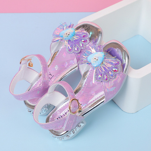 Factory direct supply of girls' sandals summer new 5 medium and large children's small high-heeled princess 12-year-old female students 8 dance shoes