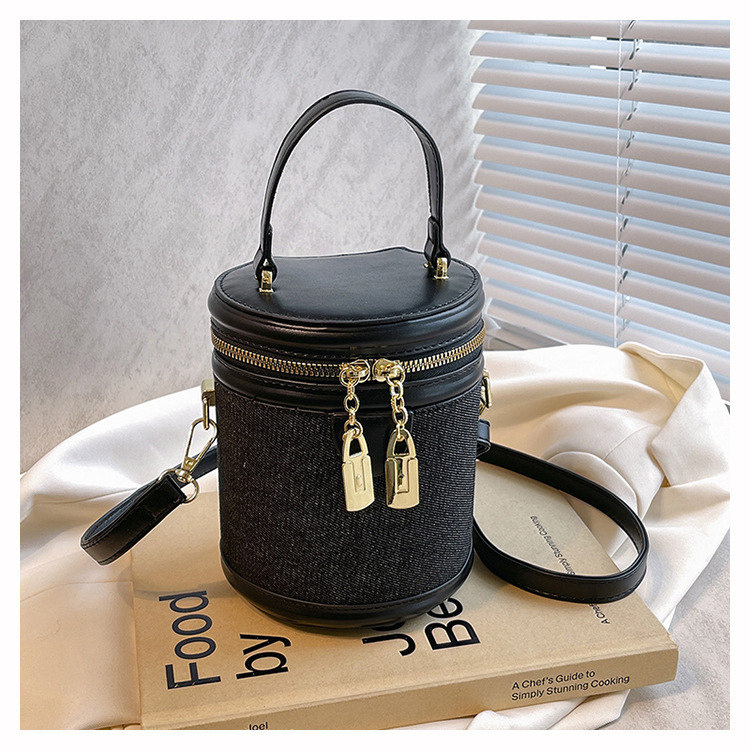 Bolsa de cubo de mano de comercio exterior transfronterizo para mujeres 2024 nueva moda de color contrastante empalme de alta calidad bolso de hombro