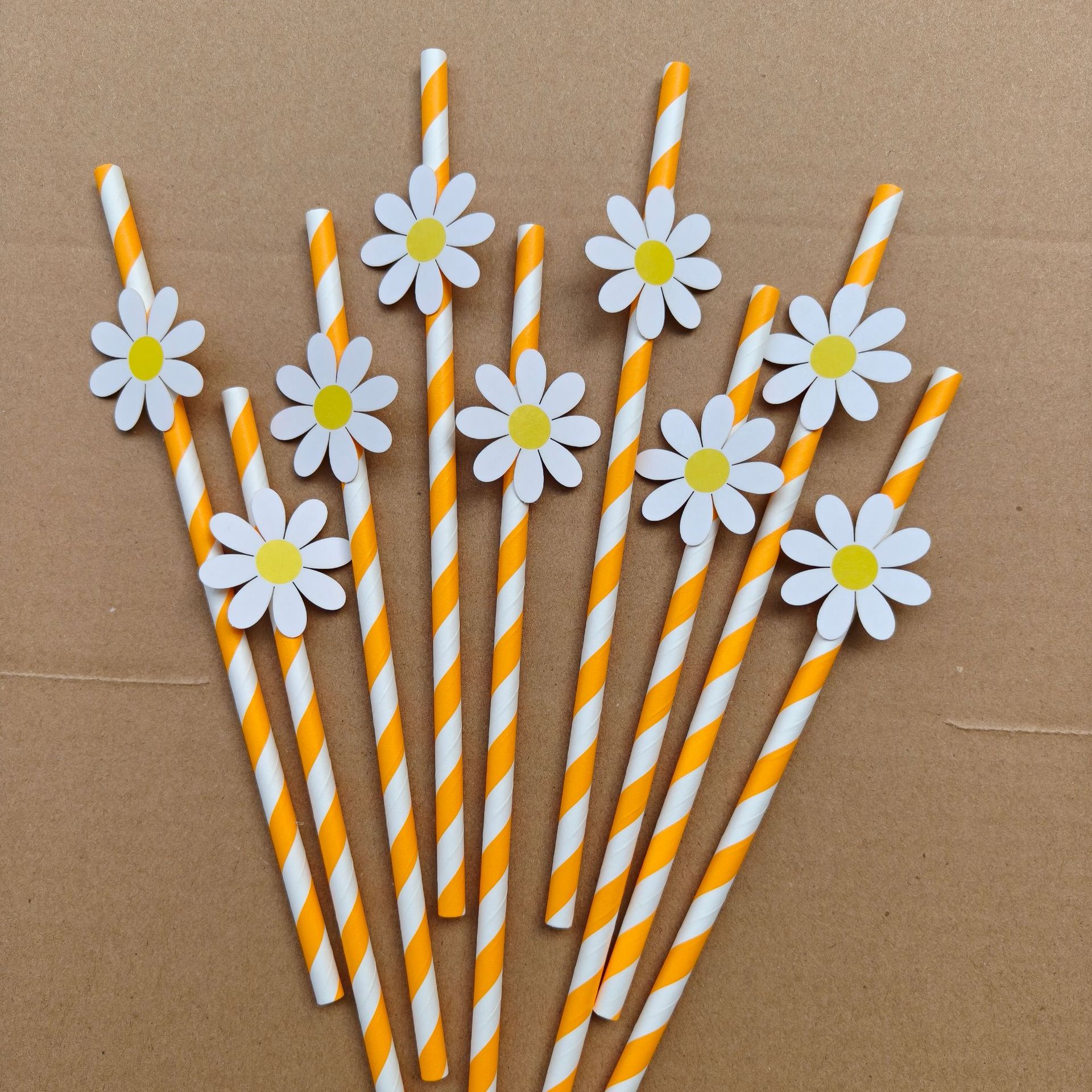 Flores de paja decoración fiesta papel paja margarita desechable postre pastel bar bebida paja