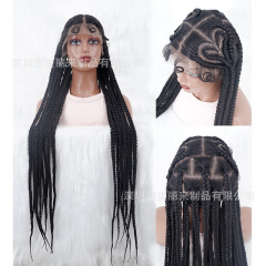 Eコマースクロスボーダー36インチフルレースおさげかつらビッグチェックかつらカツラセットブラッドレースwig