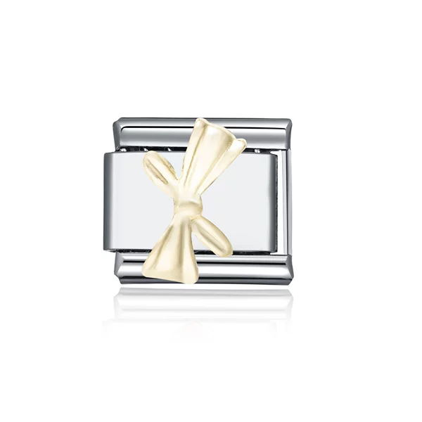 Golden module with bow, bracelet