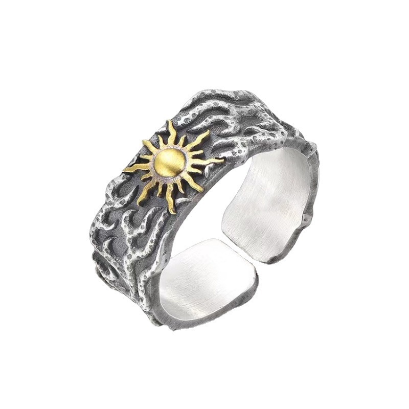 Men's Retro Thai Silver Stackable Ring Unique Trendy Jewellery_voghion.com