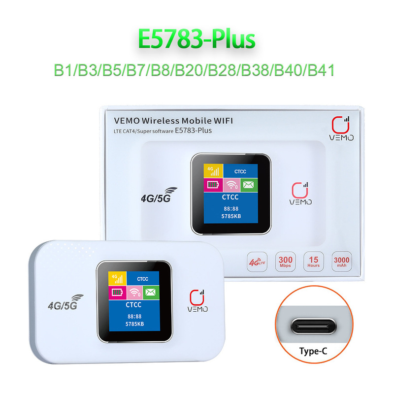 E5783 car mobile wifi3000mah wireless 4G with screen card portable router Taiwan B28A spot