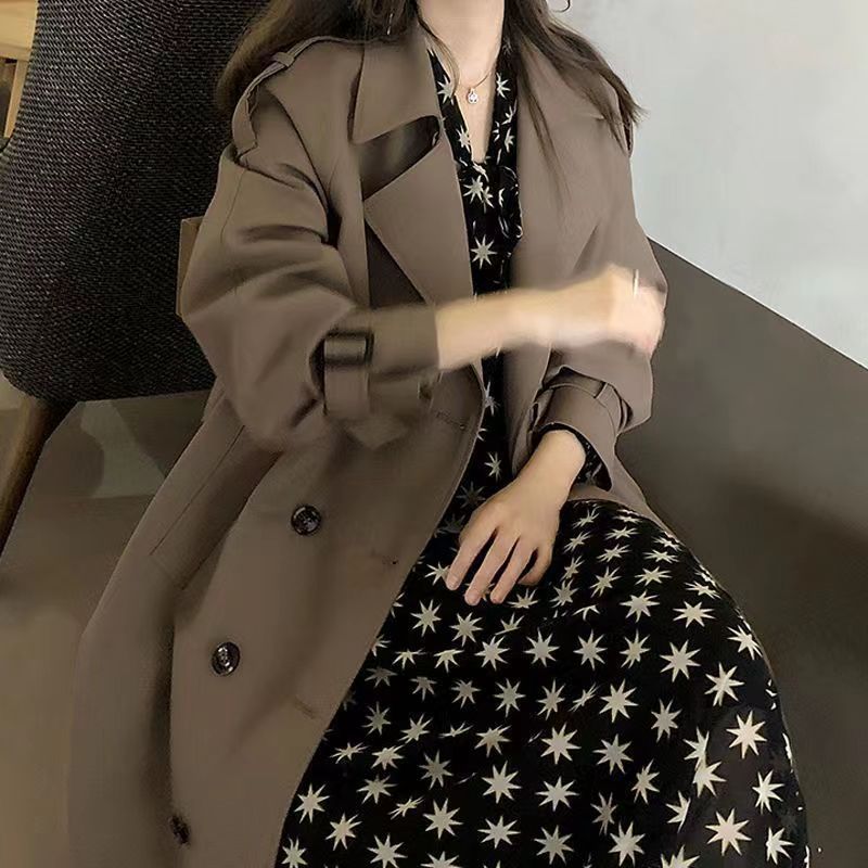 今年流行风衣外套女2025春秋季新款小个子韩版中长款洋气宽松大衣|undefined