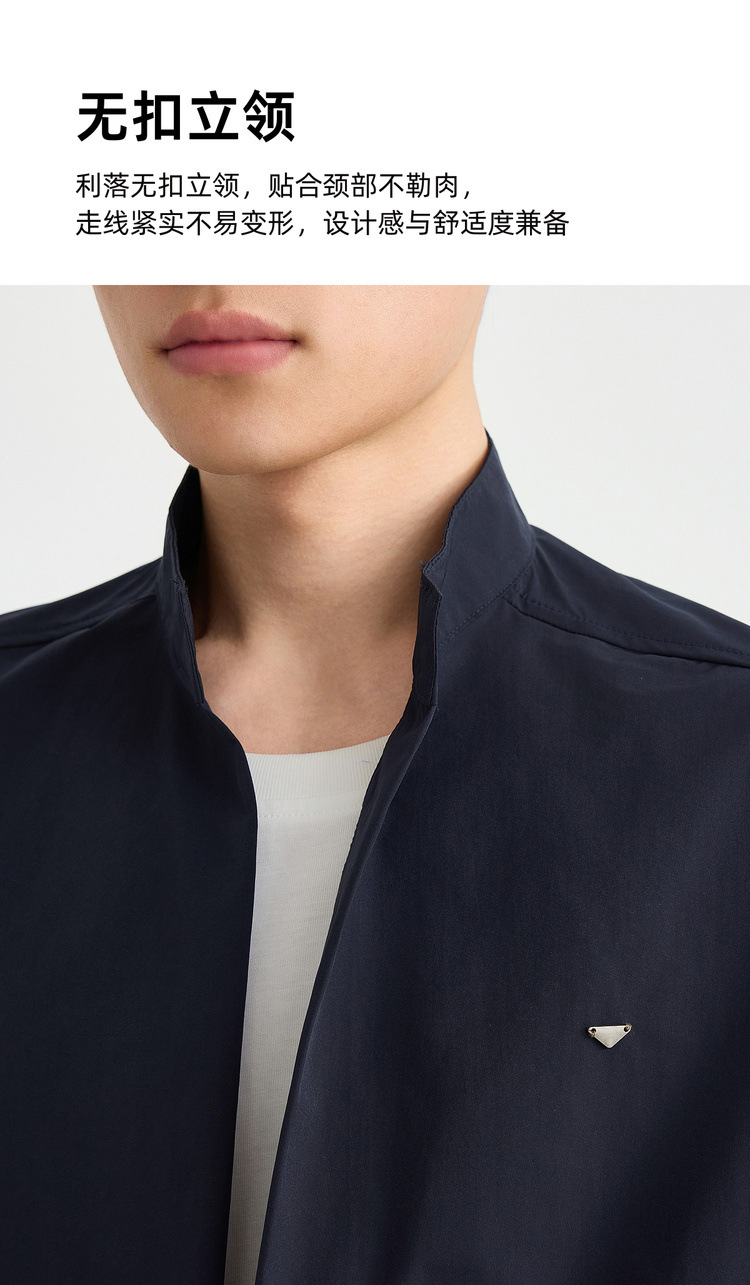 Bộ đồ thể thao nam 2 mảnh áo sơ mi cổ đứng không nút phối quần short — Quần Short Màu Xanh Đen (91680) chi tiết 5
