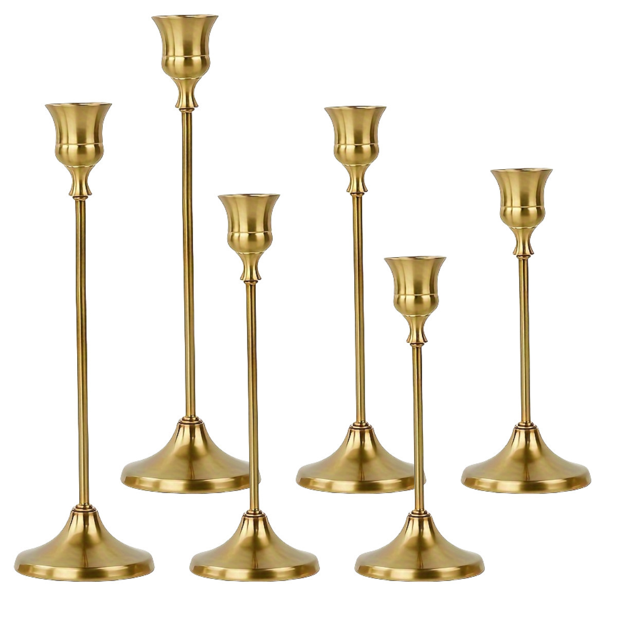 Portavelas de color latón retro europeo transfronterizo, velas románticas de Navidad, adornos de cena, accesorios de boda, fondo de soporte de velas