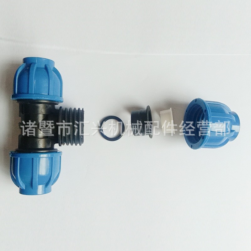 Venta al por mayor de fábrica tapa azul conector rápido igual diámetro reducción tee accesorios de tubería conector rápido tee