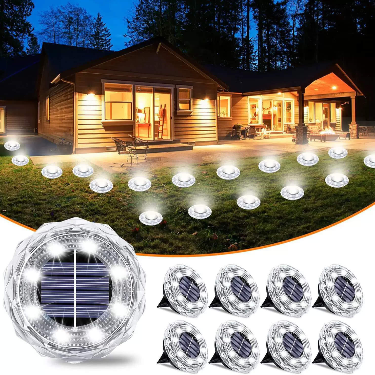 新款户外太阳能地埋灯水晶钻石纹理地埋灯庭院花园草坪景观装饰灯