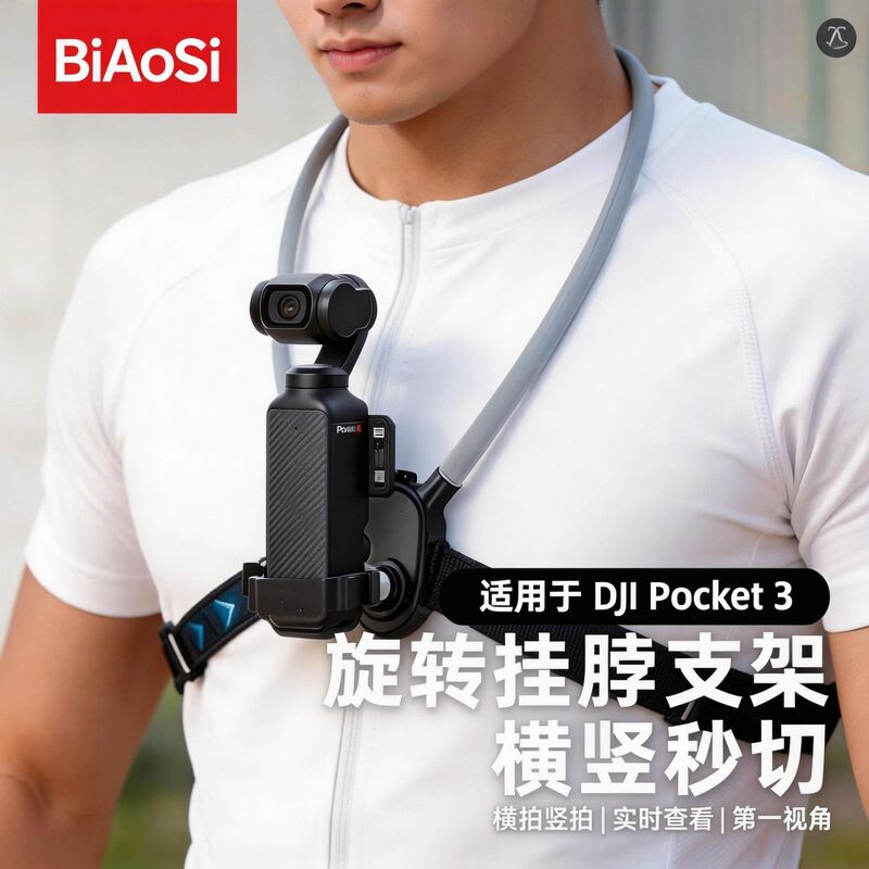 The Rotating Neck Mount Is Suitable for Dji Pocket3 First-Person Perspective, Anti-Shake Horizontal and Vertical Shooting, and Pocket4 The Rotating Neck Mount Is Suitable for Dji Pocket3 First-Person Perspective, Anti-Shake Horizontal and Vertical Shooting, and Pocket4