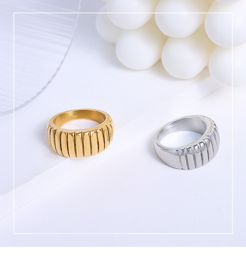 European and American croissant texture unique design niche ring titanium steel ring