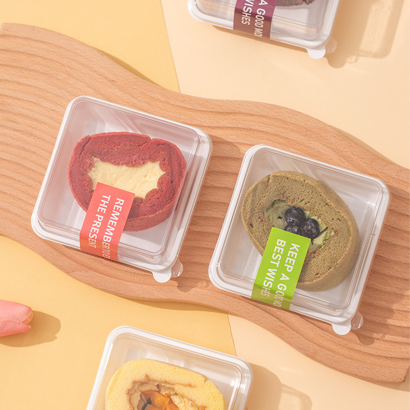 网红女王蛋糕卷切块包装盒瑞士虎皮卷切件透明打包盒子甜品蛋糕盒