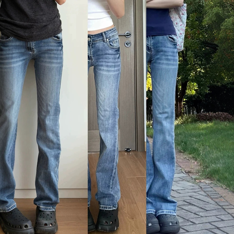 American retro flared jeans for women, summer 2026 new style, low-waisted, slim-fit, stretchy, sexy bell-bottom pants American retro flared jeans for women, summer 2026 new style, low-waisted, slim-fit, stretchy, sexy bell-bottom pants
