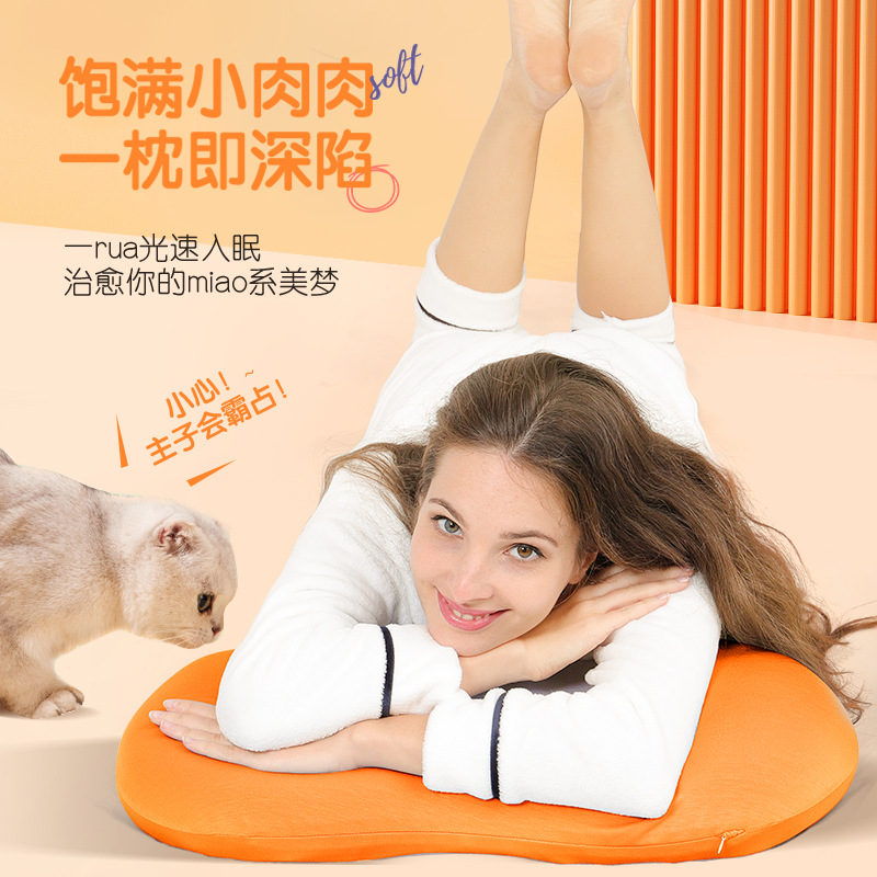SAIEN nuevo color sólido gato vientre almohada de espuma de memoria lenta recuperación almohada cervical red gato rojo vientre almohada