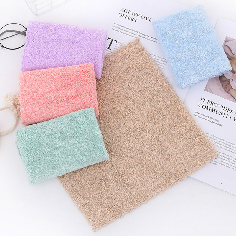 Coral velvet gauze small square towels, hand towels, absorbent towels, square face towels, soft and comfortable, factory wholesale