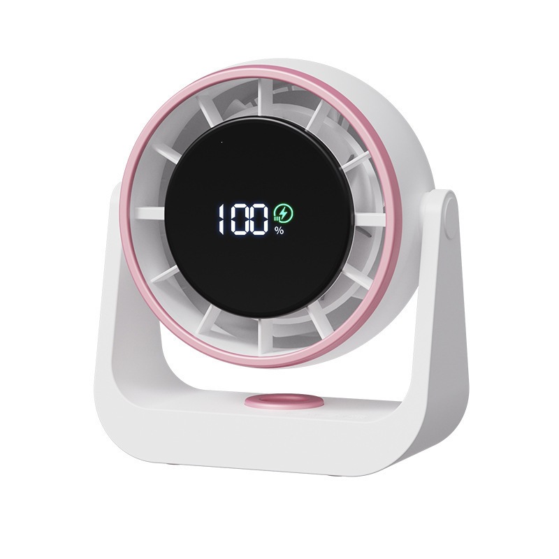 Pequeño ventilador de escritorio montado en la pared, pantalla digital LED recargable dormitorio de estudiantes, oficina, circulación de aire de turbina de cocina doméstica