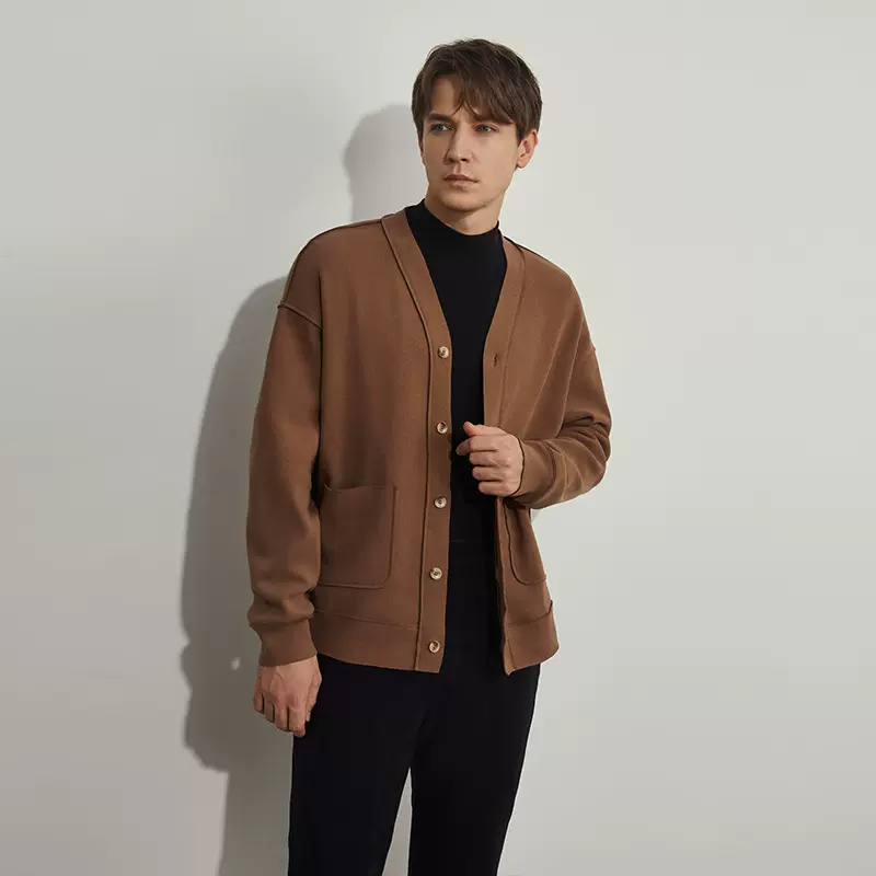 男士针织衫秋冬新款太空版发热排湿七级防风休闲时尚宽松男款开衫