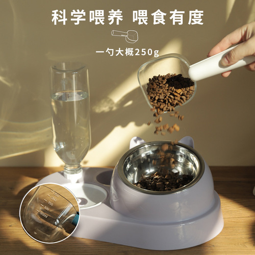Cat and dog food pet spoon long handle sealing clamp scoop spoon measuring cup scale set for teddy measurement supplies 