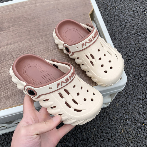 BoBo Holes Children's EVA Slipper Thick Sole Anti-Slip Wear-Resistant Summer Dual Color Cap Toe Sandals for Boys and Girls