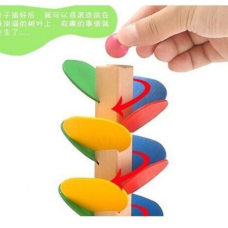 Wholesale leaf Tower ball game color disassembly inverted Bead Game wooden children's educational assembly toy music tree