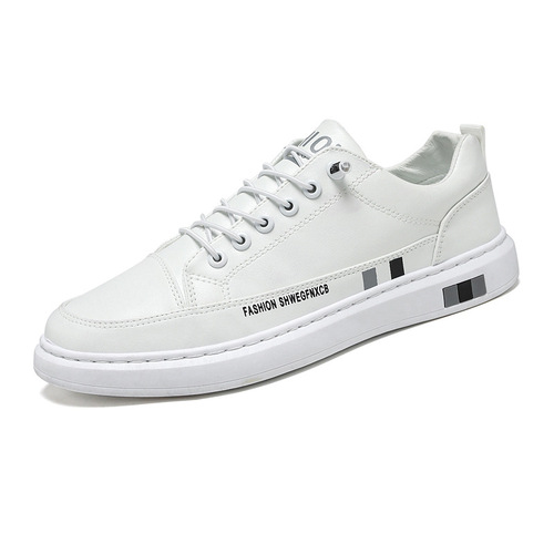 Breathable white shoes for men 2024 spring new Korean version versatile trendy casual men's trendy shoes white shoes leather panel shoes