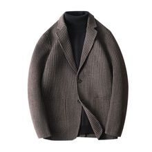 外套男2023秋冬季新款条纹洋气大衣高端男士短款高级感气质西服