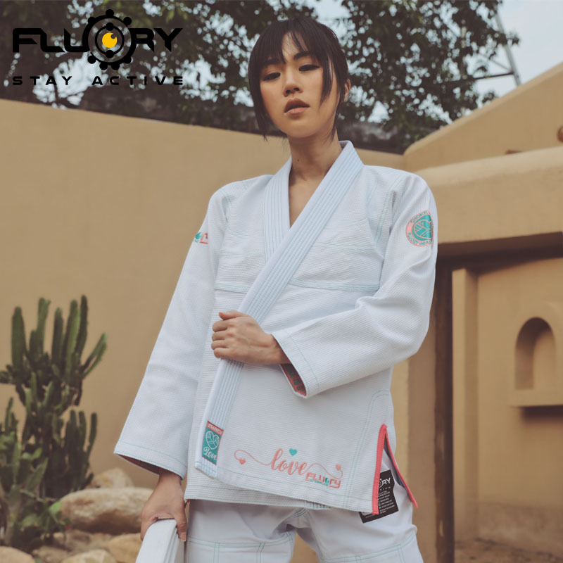 FLUORY fire barrier Brazilian jujitsu uniform female bjj gi judo uniform white adult comprehensive fighting training suit