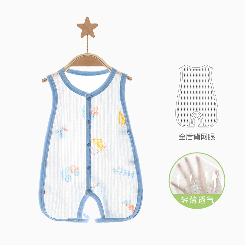 Ropa de verano para bebé recién nacido, unisex, con abertura en la entrepierna, ropa de dormir fina y transpirable para bebés de 0 a 3 meses.